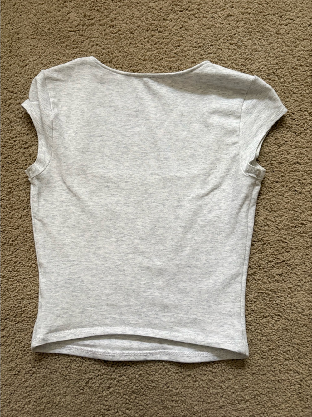 Garage Square Neck Short Sleeve Top - Mauve and Light Gray - Picture 5 of 6